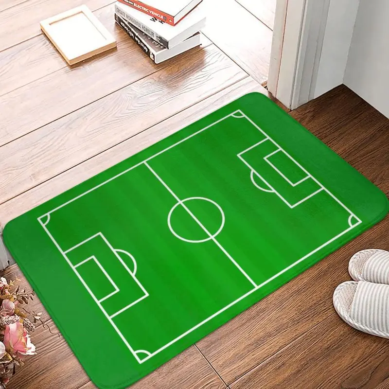 Custom Football Soccer Pitch Ground Doormat Anti-Slip Bath Kitchen Mat Bedroom Balcony Floor Door Entrance Carpet Rug
