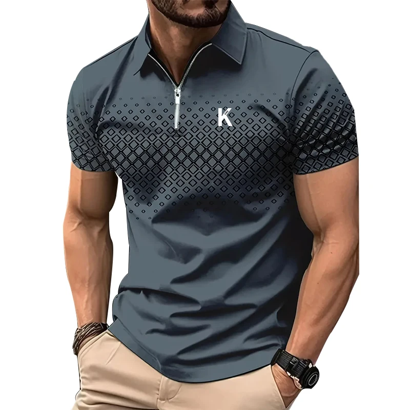 New Men Summer 3D Digital Print Casual Short Sleeve Zipper Polo Shirt Men Golf Polo Shirt Fashion Business Polo Shirt .