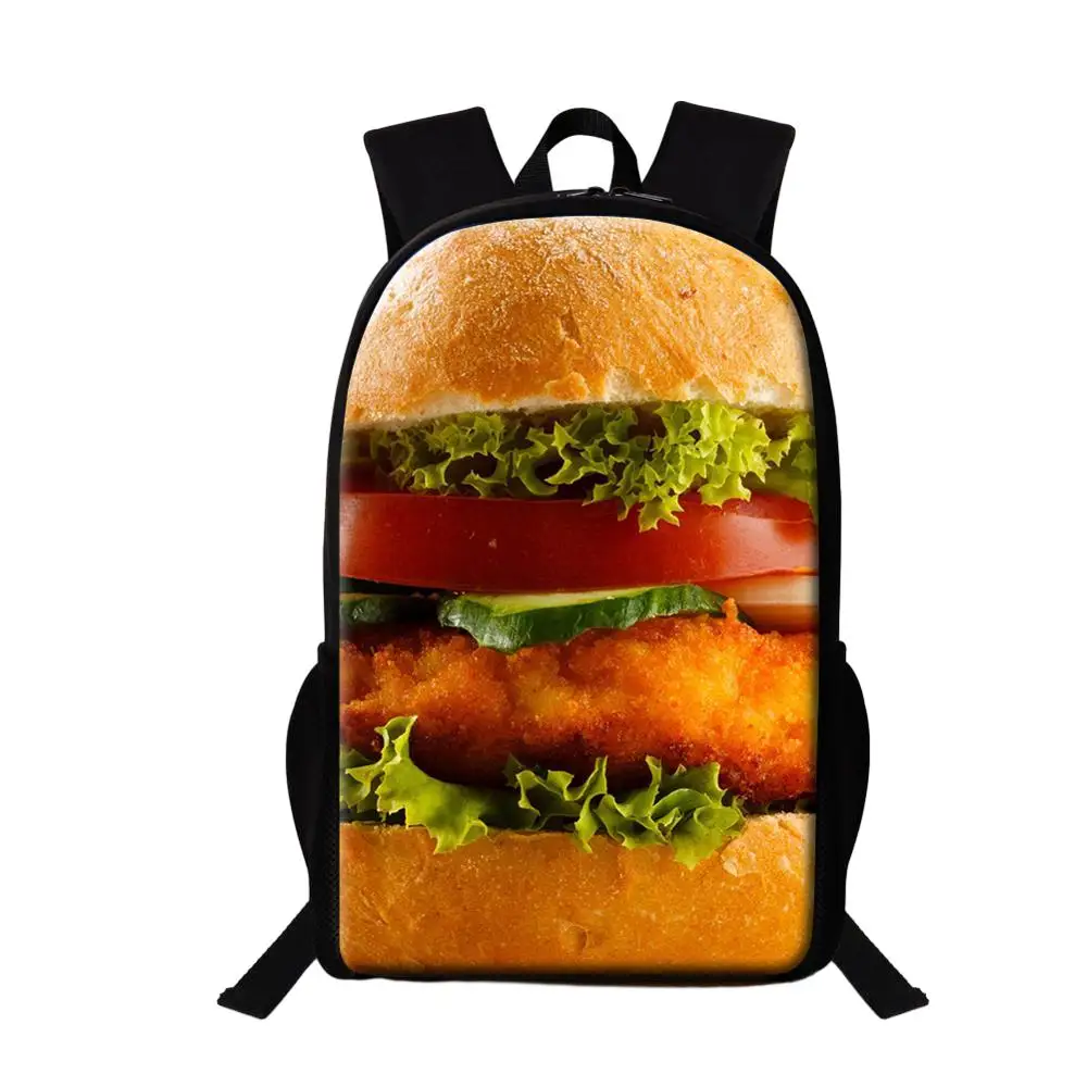 Mochila multifuncional con estampado de hamburguesa para Niño, Niña y Adolescente, mochila escolar para jardín de infantes, Cola, Pizza, hamburguesa