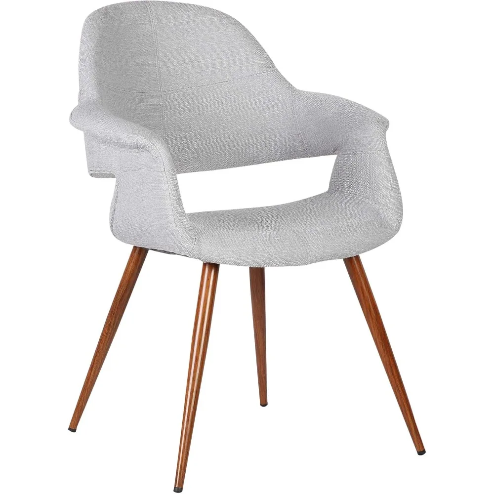 كرسي فيبي حديث من القماش الرمادي في منتصف القرن مع لمسة نهائية من خشب الجوز لتناول الطعام أو المطبخ أو الاستخدام المكتبي #1