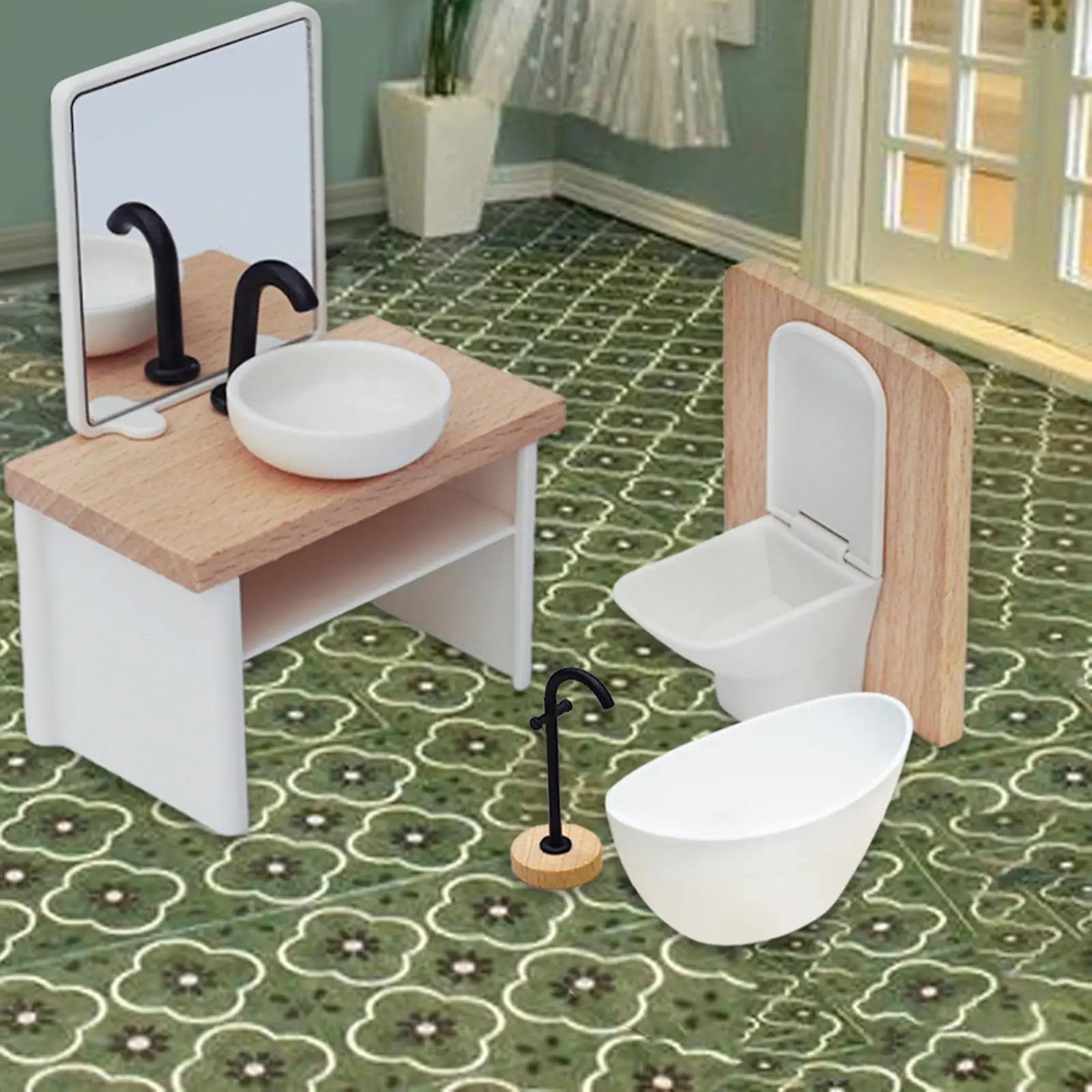 Set da bagno per casa delle bambole in scala 4x 1:12 Kit di mobili in miniatura Ornamenti per bambini
