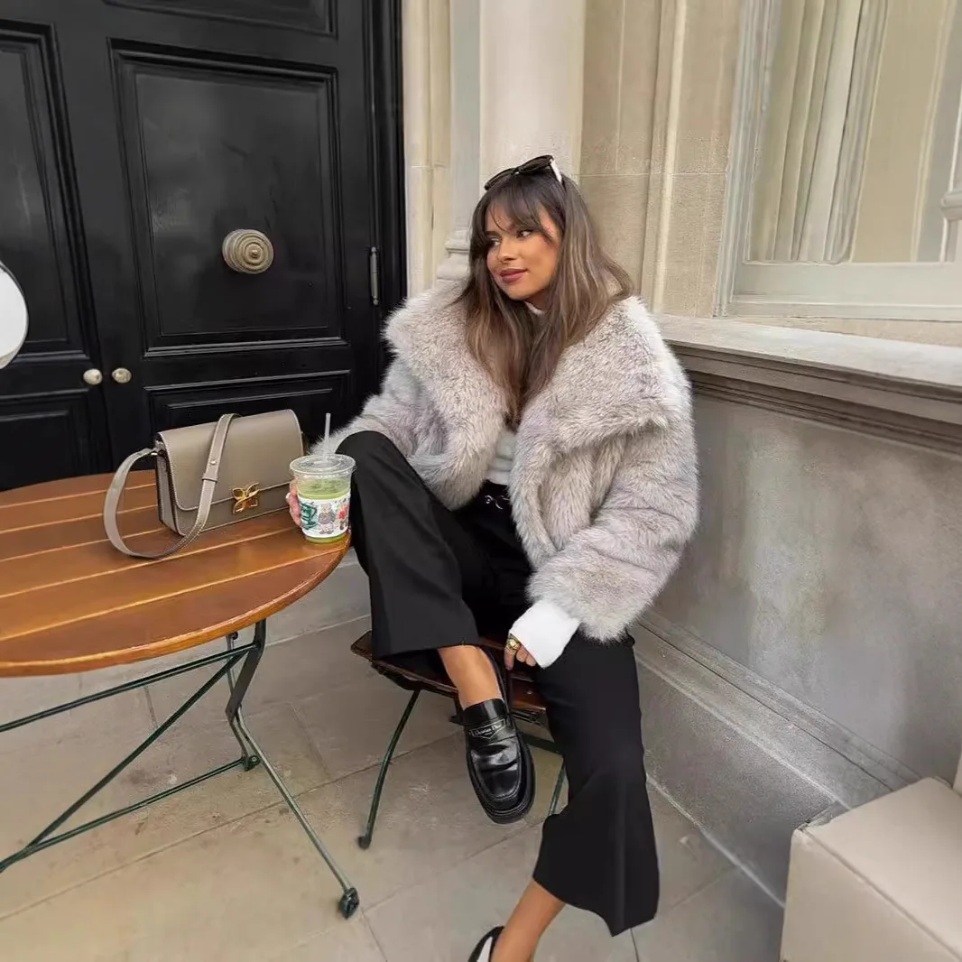 Women's Fur Coat Winter Jacket 2025 Autumn And Winter Women's Solid Color Faux Fur Lapel Fur Jacket Women's Coat New Outerwear