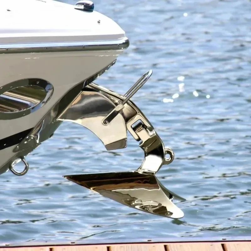 【Best-selling】10kg 316 Stainless Steel Plough Anchor for Boat，22lb Style Boat Anchor Marine Accessories Polished Non-Hinged Plow
