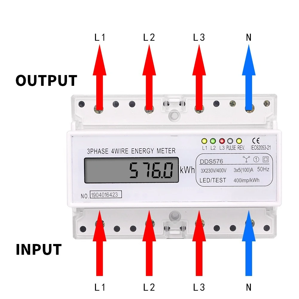 DDS576 three-phase liquid crystal display household 380V rail type watt-hour meter 7P energy meter 5 (100) A