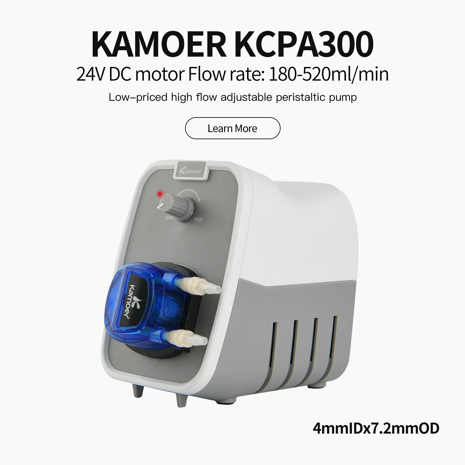 Kamoer 120-300ml/min KCPA300 Mini Peristaltic Pump 24V DC Motor 4mmx7.2mm with Adjustable Flow Gear Structure for Lab