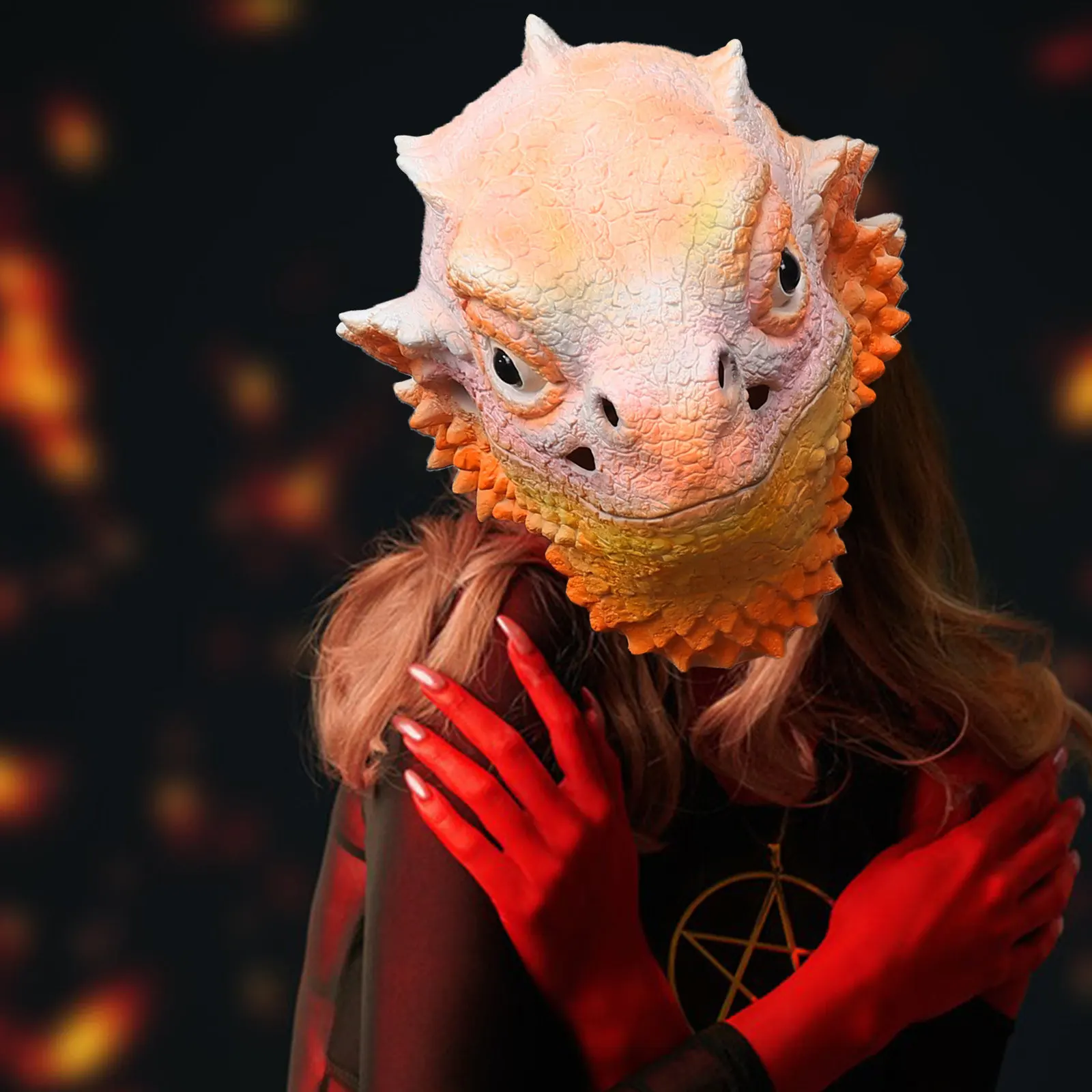 

Halloween Lizard Mask Latex Animal Head Cute Party Costume Accessory Cosplay Prop Fun Roleplay Headdress Halloween Mask