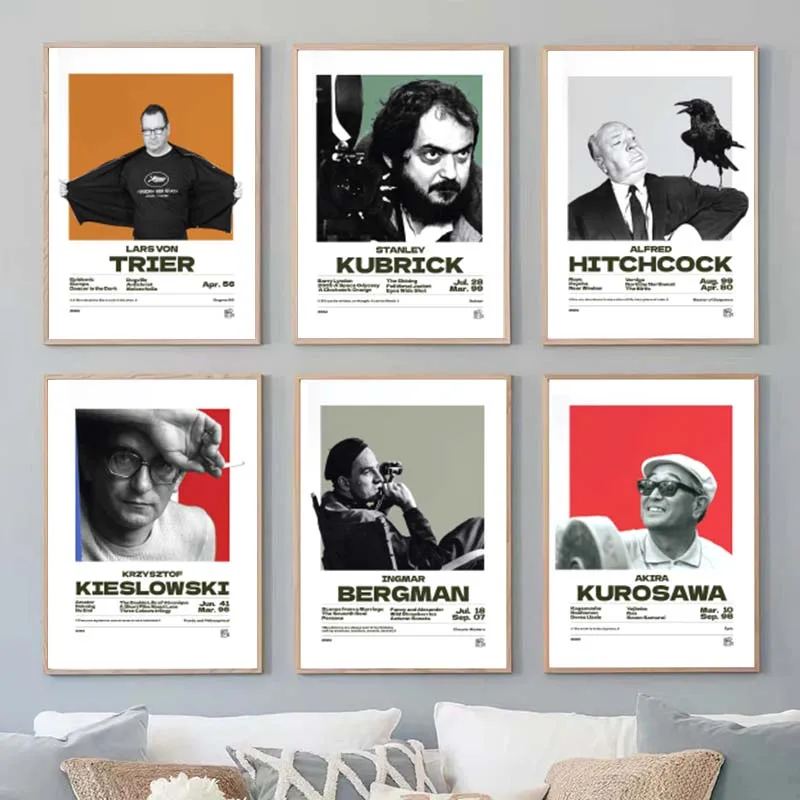Pósteres de director de cine de fama mundial Stanley Kubrick Godard, pintura en lienzo, cuadros de pared, cine, dormitorio, decoración del hogar, sin marco