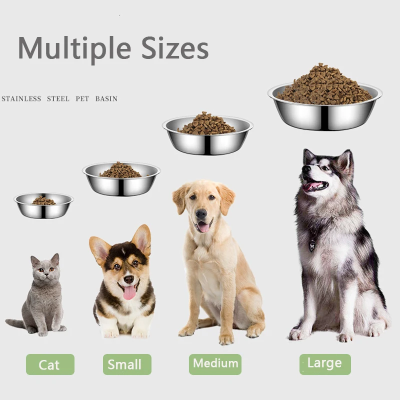 0.2-1.6L Large Capacity Stainless Steel Pet Dog Cat Bowls for Small Medium Large Dogs Feeder Feeding Water Bowl Food Container