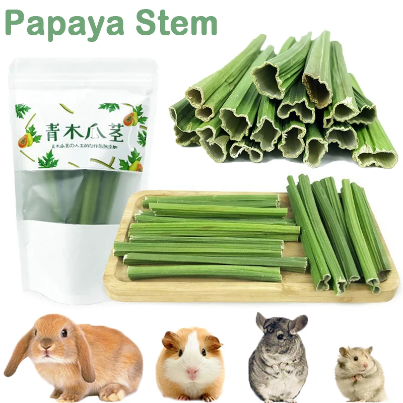 Rabbit Hamsters Guinea Pig Molar Food Papaya Stem Chinchillas Parrot Hamster Snacks Cleaning Teeth Molar Chew Toys Hay Feeder