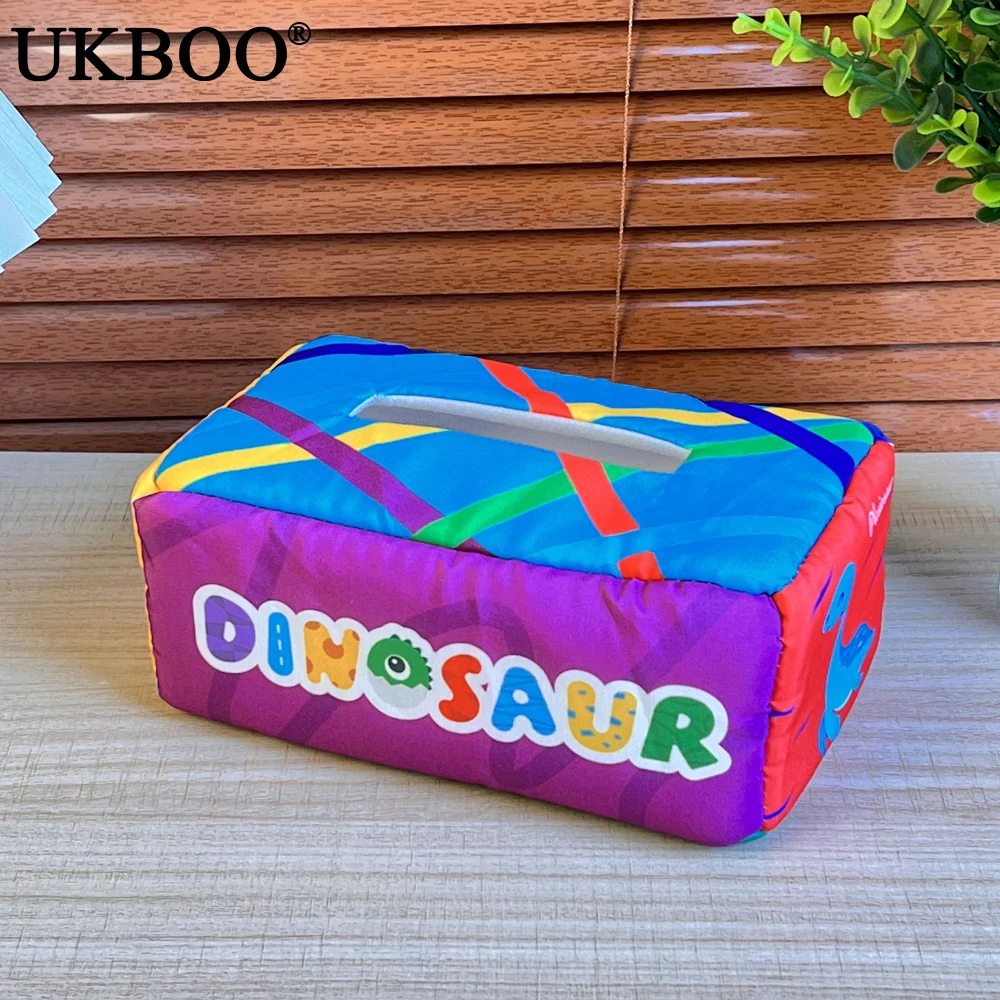 UKBOO Infant Toys Montessori Baby Tissue Box Soft Paper Toddler Finger Exercise Educational Learning Activity Sensory Plush Toy