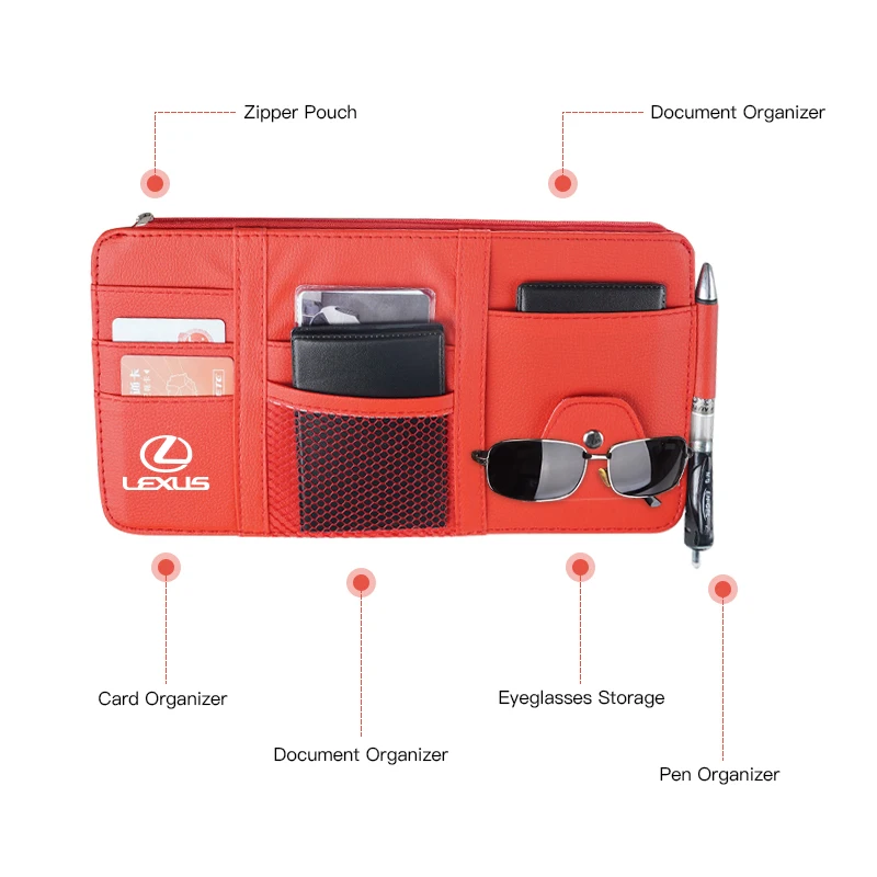 سيارة الشمس قناع تخزين حافظة للبطاقات نظارات كليب حامل هاتف لكزس F SPORT LBX NX RX 350h 450h ES UX 300e GS GX IS LS LX CT LC #5
