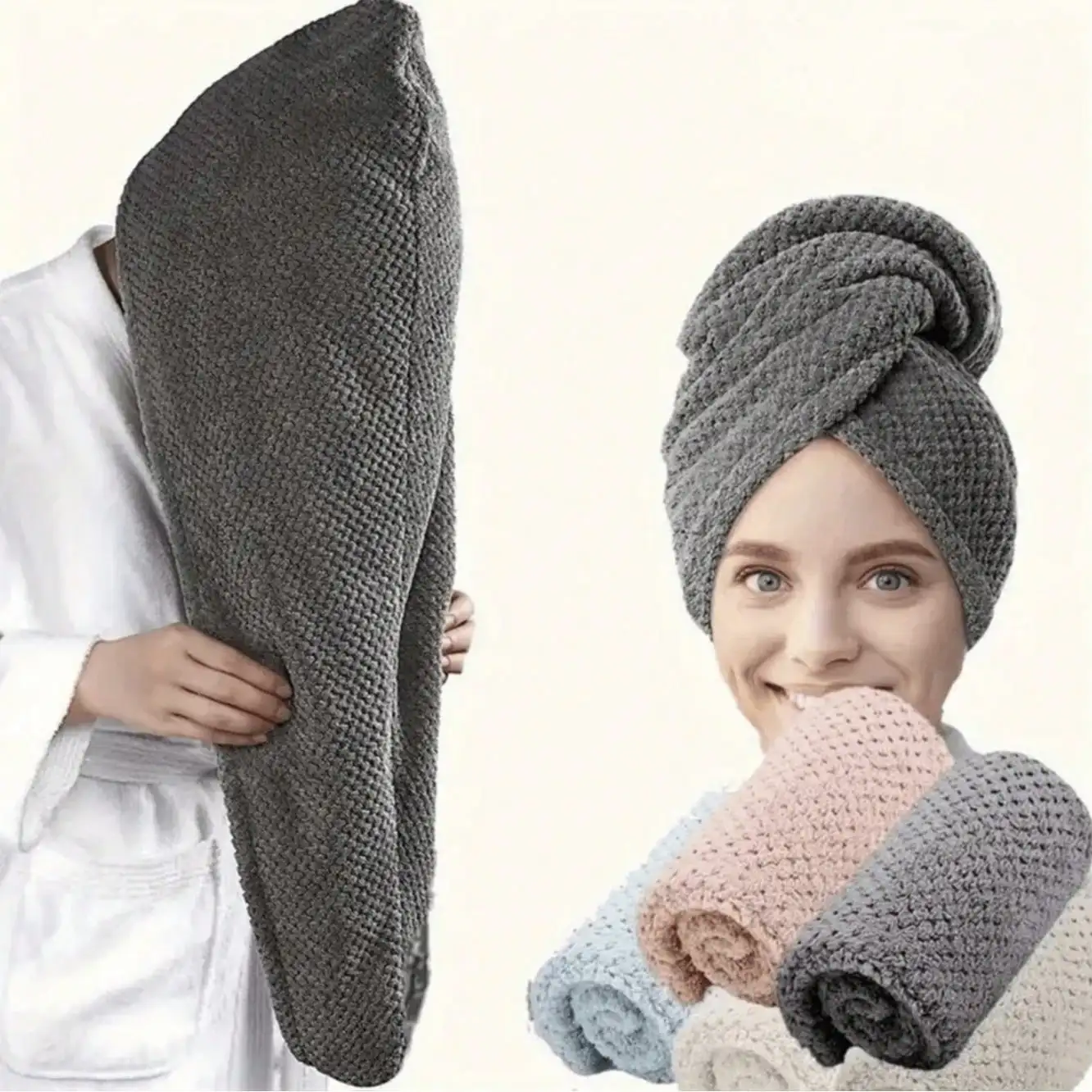 

Ultra-Soft Microfiber Hair Towel Wrap - Quick Dry, Super Absorbent for Women & Girls