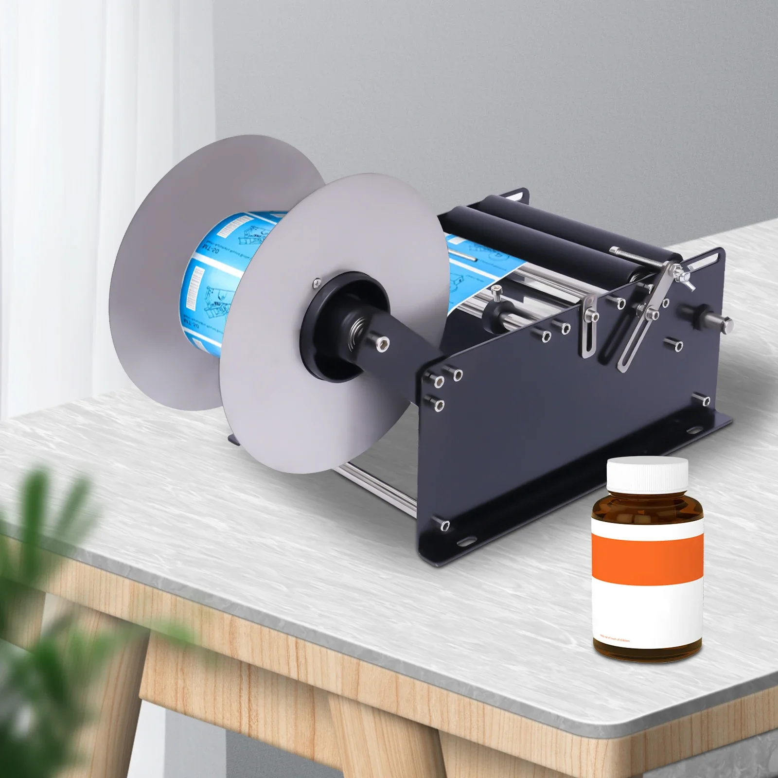

MT-30 10-30pcs/min Label Applicator Manual Semi-automatic Round Bottle Labeling Machine Adhesive Sticker Labeler