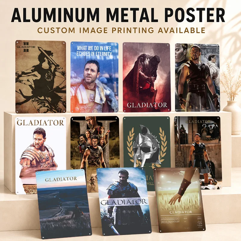 Gladiator Textured Posters Personalized Aluminum Metal Sign Premium Dramatic Screen Scene Wall Art Suited To Movie Collectors