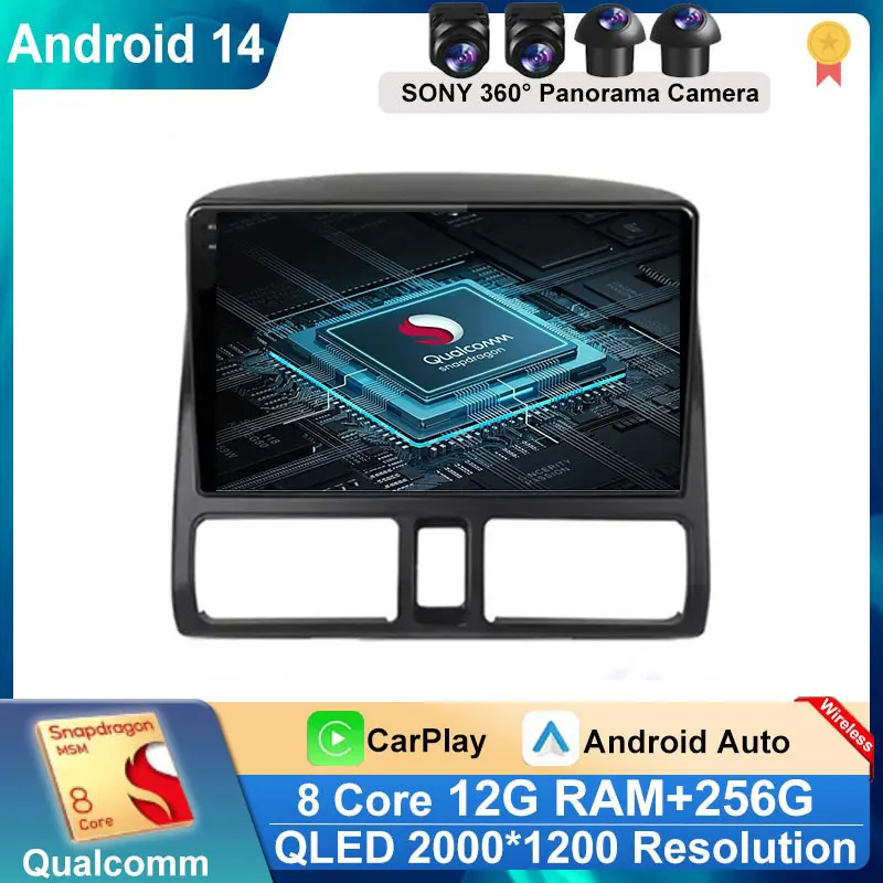 

Car Video Audio Multimedia Player GPS Navigation Android 14 System Bluetooth IPS Touch Screen For Honda CR-V CRV 2 2001 - 2006