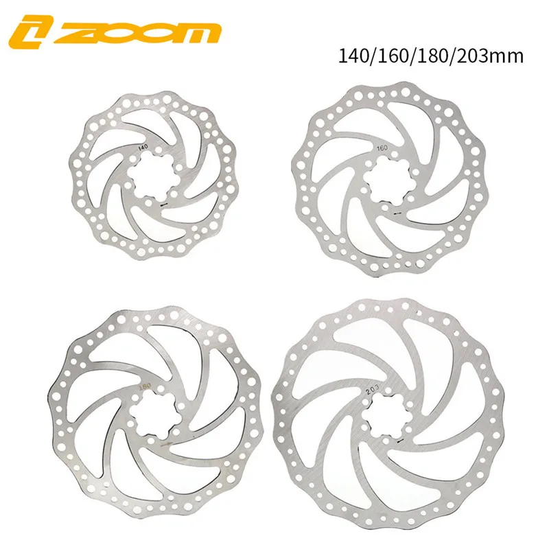 ZOOM Bicyle Brake Rotors Set 140/160/180/203mm Cycle Mtb Stainless Steel Six Holes Brake Rotors With Bolts Other Bicycle Parts