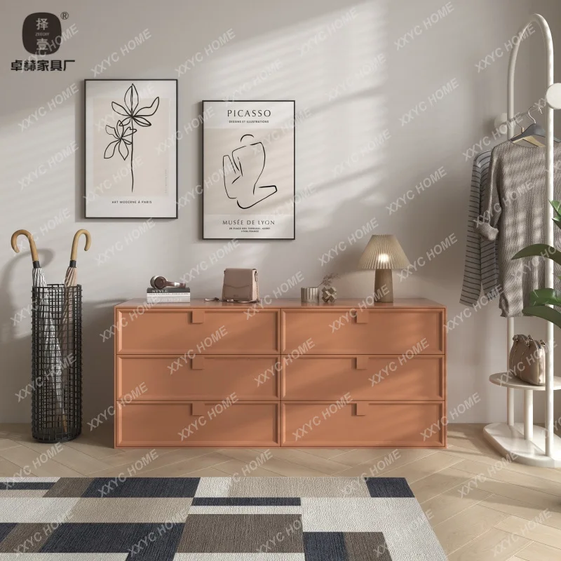 A  French Paint Entry, Entrance Cabinet Against The Wall, Bedroom Six-chest Cabinet, Bedside Storage Cabinet, Simple
