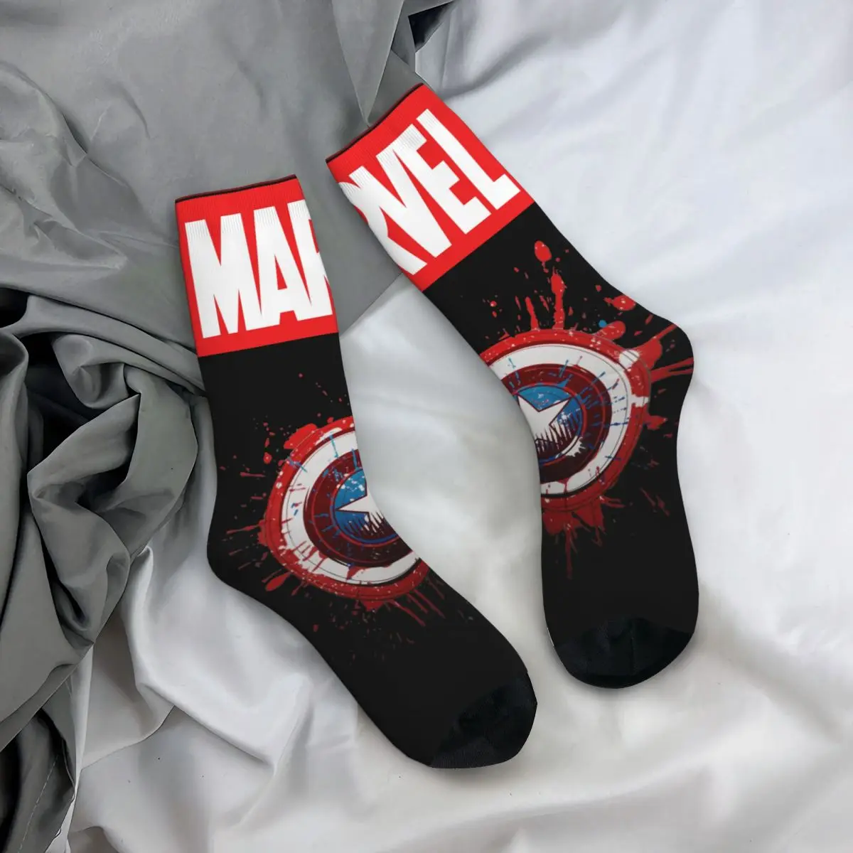 Hip Hop Vintage Hot Selling Marvel Crazy Men\'s compression Socks Unisex Captain America Harajuku Pattern Printed Funny Novelty