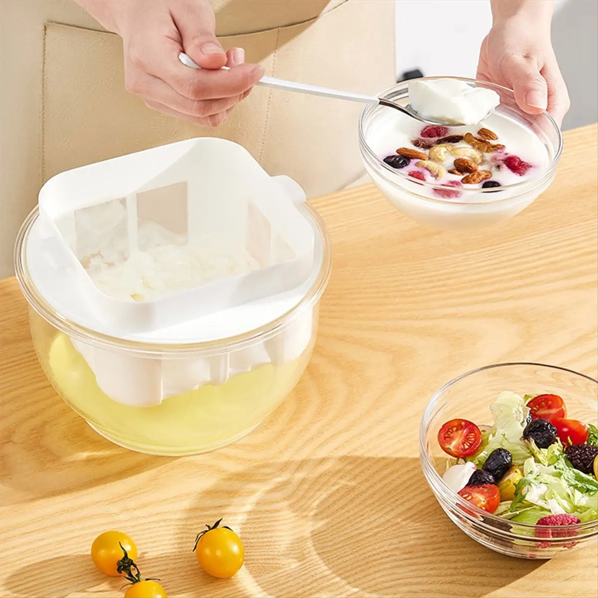 L! DT494^3L Yogurt Strainer Greek Yogurt Strainer Maker Reusable Yogurt Cheese Maker Machine Multipurpose Kitchen Accessories