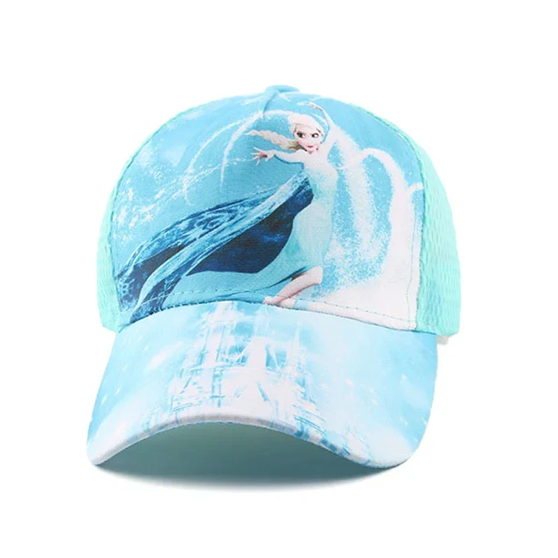 Disney Frozen Anime Summer Girls Hat Elsa Anna Baseball Cap For Children Mesh Breathable Sun Cap Kids Adjustable Hat Accessories