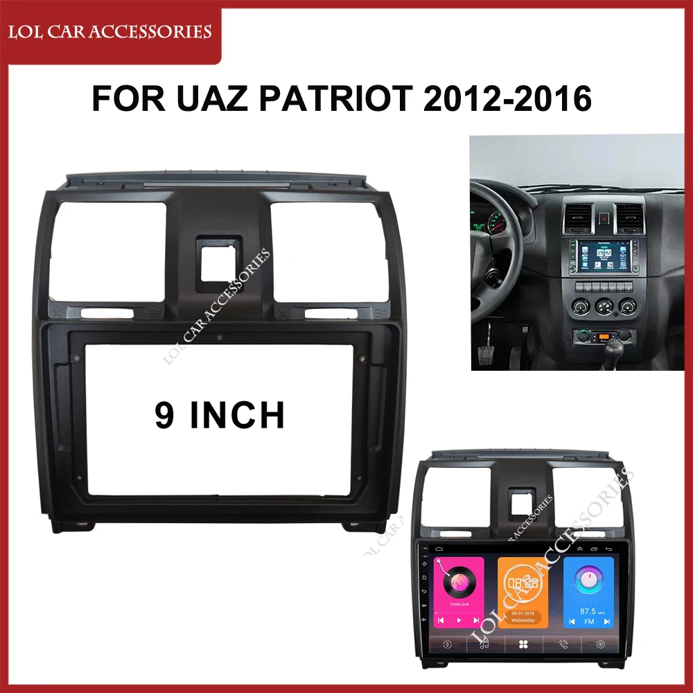 9 Inch For UAZ Patriot 2012-2016 Car Radio Stereo Android MP5 Navigation Player Casing Frame 2 Din Head Unit Fascia Dash Cover