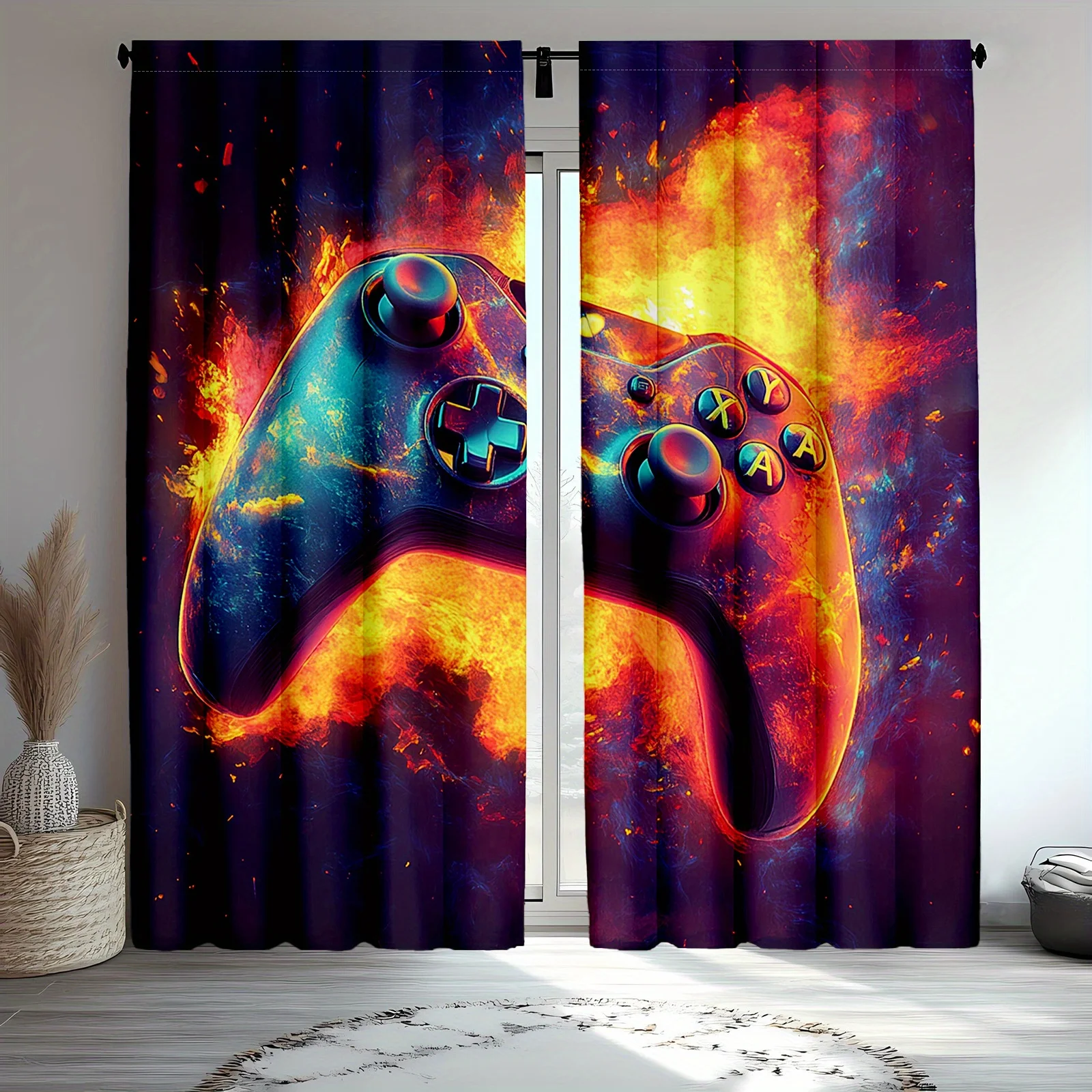 Gaming Curtain Pair for Living Room Decor Style Window Drapery Curtain Panels