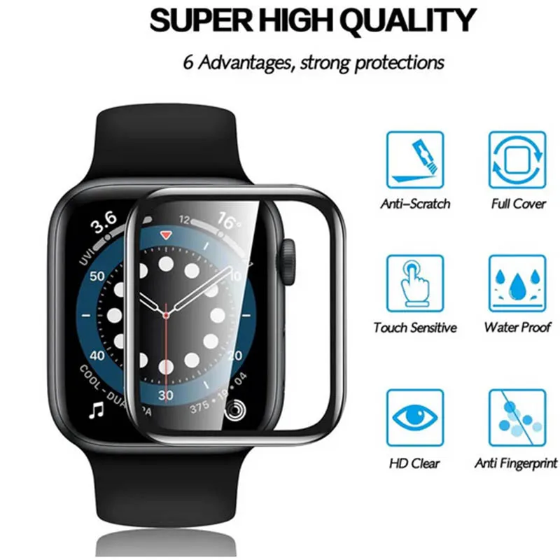 Displays chutz folie für Apple Watch Serie 9 8 7 45mm 41mm Zubehör Weich glas 9d HD Vollfilm iwatch 6 5 3 se 44mm 40mm 42 38mm