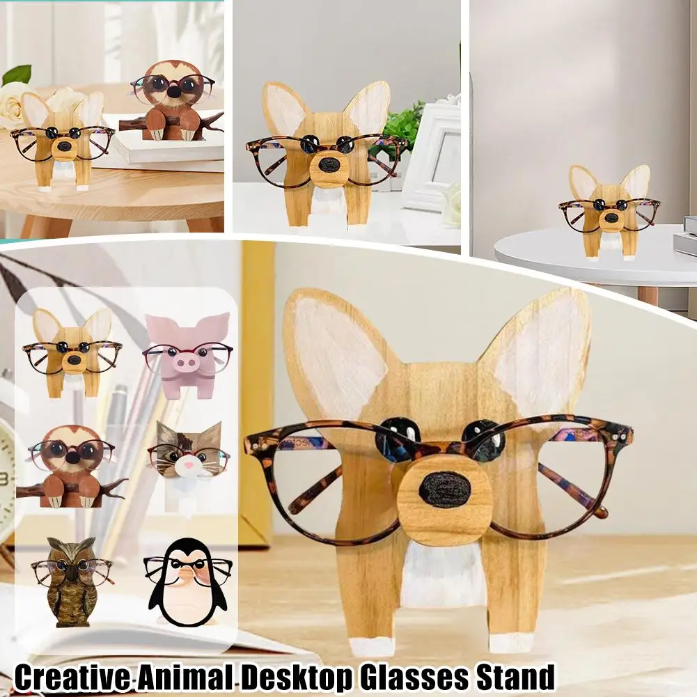 Corgi Dog Glasses Holder Stand Puppy Dog Glasses Frame Christmas Cute Sunglasses Display Rack Ornament Eyeglass Wooden Pet I9A0