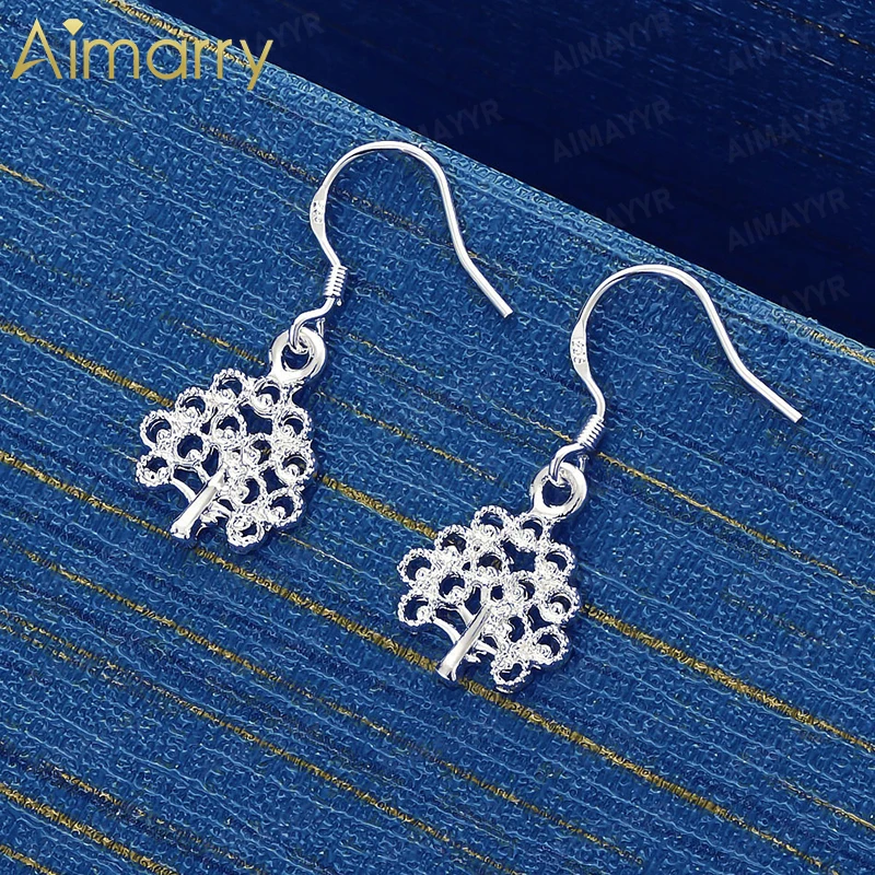 925 Sterling Silver Hollow Out Life Tree Earrings for Women's Parties Banquets Engagements Weddings High-quality Fashion Jewelry