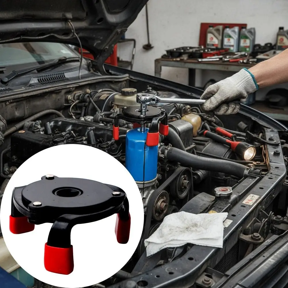 Ferramenta de remoção de filtro de óleo de aço de alta resistência, alcance de 60-100mm, mandíbula ajustável, ferramenta de 3 mandíbulas, design universal, interface especial