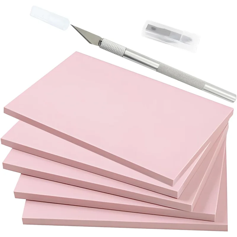 

Блоки для резьбы по резиновым штампом, 5 шт. в упаковке — 4X6 дюймов, розовые линолеумные блоки для печатных штампов