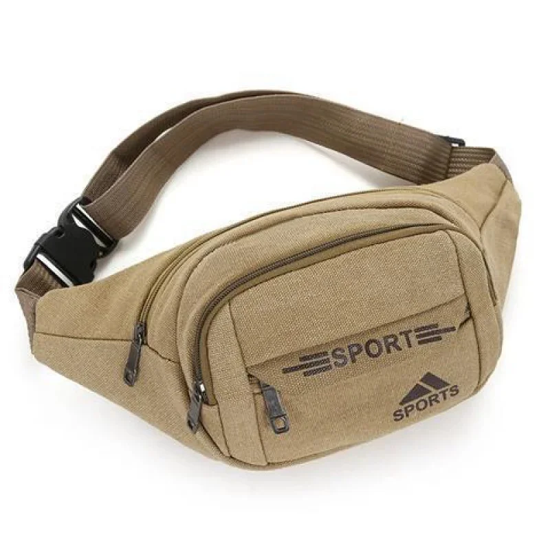 Riñonera deportiva de lona de gran capacidad para hombre, cinturón de teléfono para hombre, bolso cruzado informal para el pecho al aire libre, a la moda