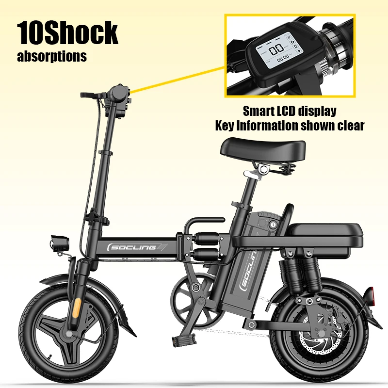 14' Lightweight E-Bike-G11, Max Load Capacity Of 330LBS, Disc Brake, 500W Motor, Up To 19.9MPH Speed, 6-hour Fast Charging, Foldable Biicycle with Anti-theft Battery, Two Models Optional, Mini-Ebike For Commuting image 1