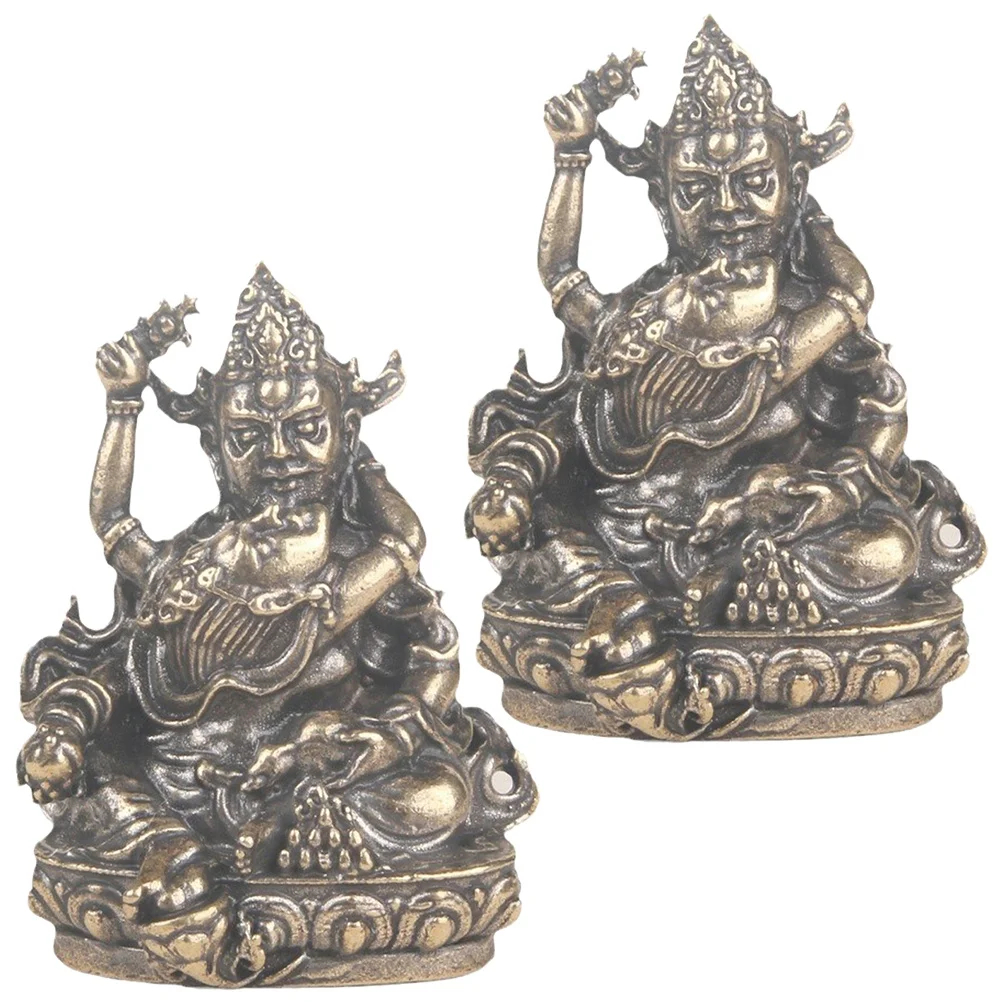 

2Pcs Brass of Wealth Statue Retro Buddha Sculpture for Home Office Desk Decor Vintage Brass Indoor Decoration of Wealth Decor