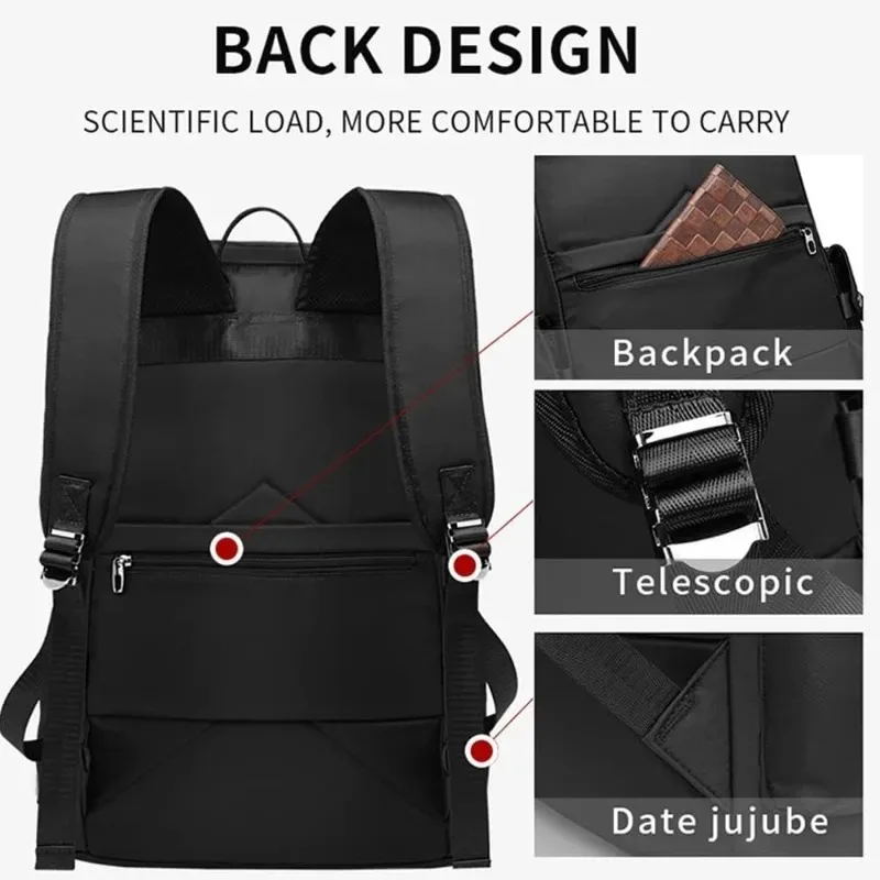 Mochila para ordenador portátil de 17,3 pulgadas para hombre, bolsa de viaje impermeable delgada con puerto de carga USB, antirrobo, gran bolsa para ordenador portátil de trabajo