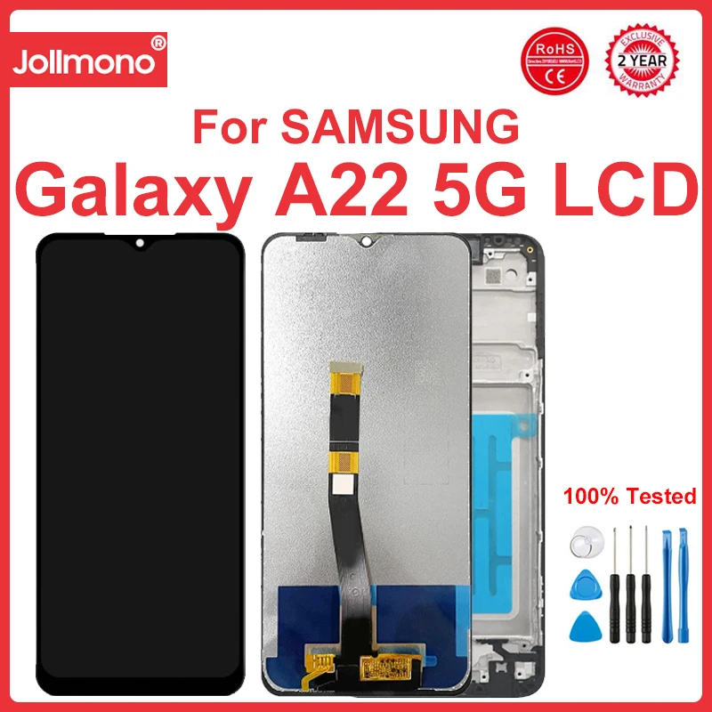 

Сменный экран для Samsung Galaxy A22 5G A226 A226B A226B/DS, ЖК-дисплей, цифровой сенсорный экран с рамкой для Samsung A22 5G