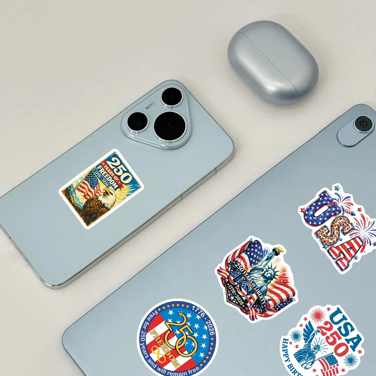 50Pcs 250th Anniversary of the Founding of the United States Waterproof Sticker Skateboarding Retro home decal Sticker