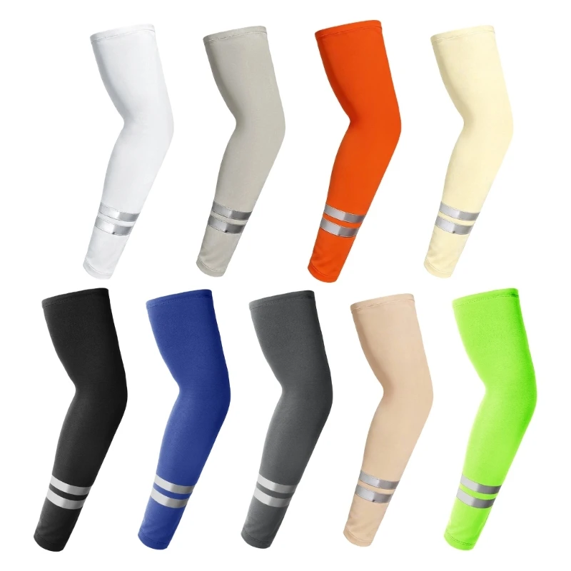 Q39C Cycling Running Arm Sleeves Pair with Reflective Trim Detail, 45 Pull On Sun Arm Sleeves for Daily Wear Use