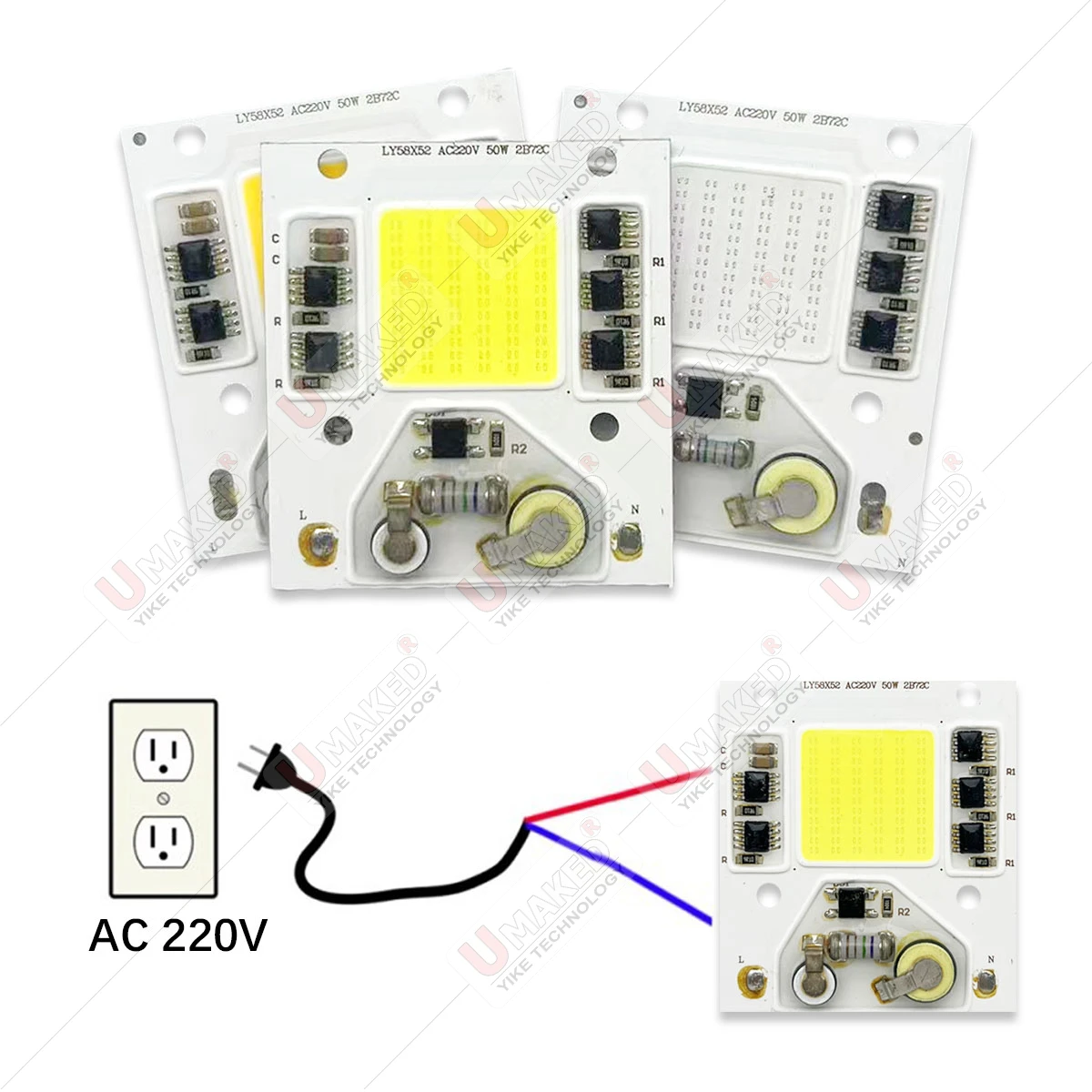 5PCS AC 220V LED Chip High Power 50W COB Chip No Need Driver Integrated LED Lamp Bead for Flood Light Spotlight Lampada Lighting