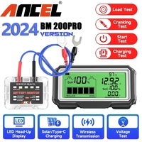 ANCEL BM200 PRO 12V LED Car Battery Tester Monitor Head-Up Display Waterproof SOH SOC Charging Battery Capacity Analyzer Tools