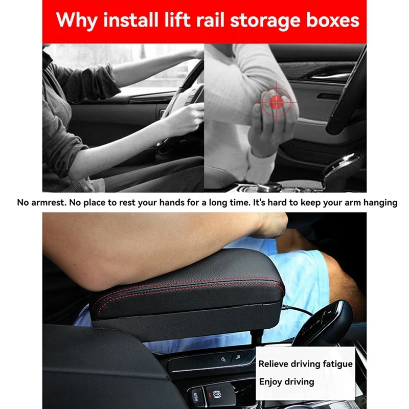 Universal Car Armrest Box Elbow Support Adjustable Car Center Console Arm Rest Auto Seat Organizer Arm Rest