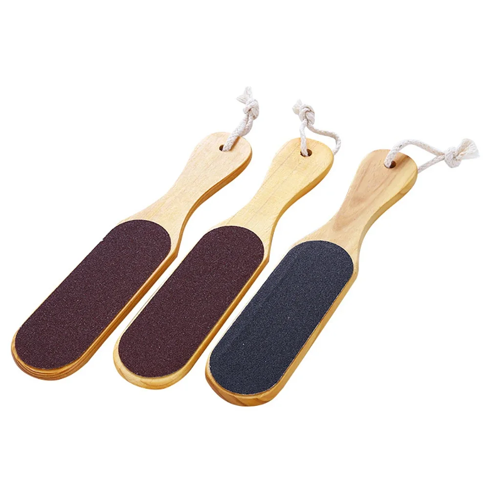 Double Sides Foot File Rasp Pedicure Tools Feet Heel Dead Skin Callus Remover Wooden Handle Scrubber Brush Sandpaper Foot Care