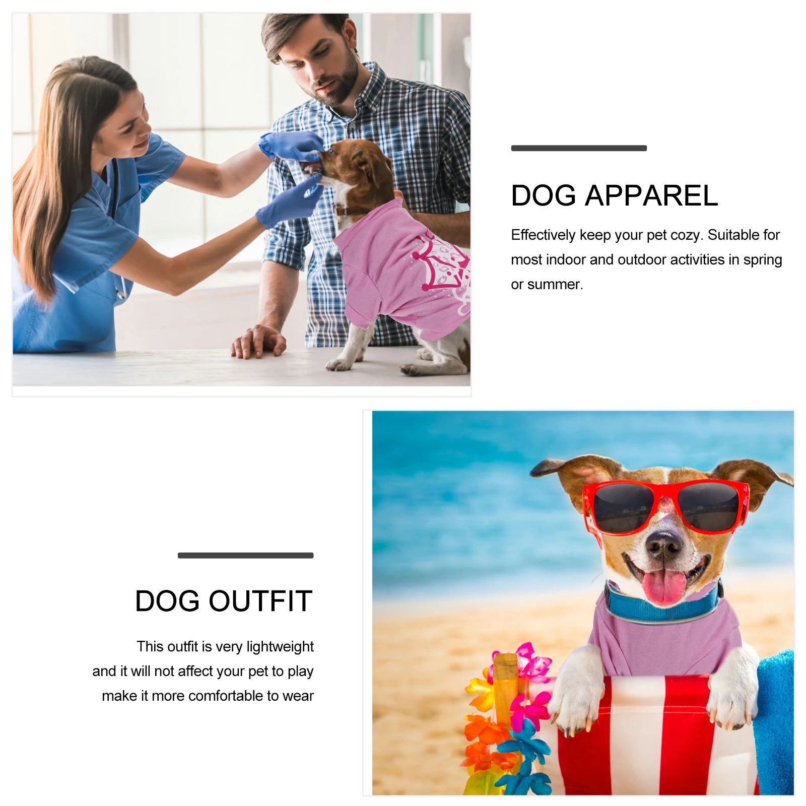 

4Pcs Pet Tshirts Easy on Off Small Dogs Cats Lightweight Summer Outfit Comfortable Wear Dog Shirts Dog Pullover