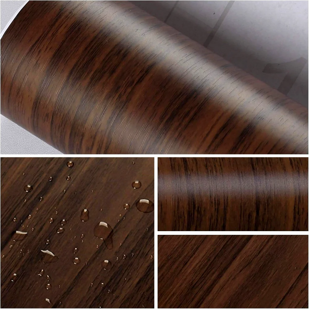 Wood Grain Wallpaper Waterproof Detachable Self-adhesive Contact Paper Used for Living Room Kitchen Bedroom Home Decoration