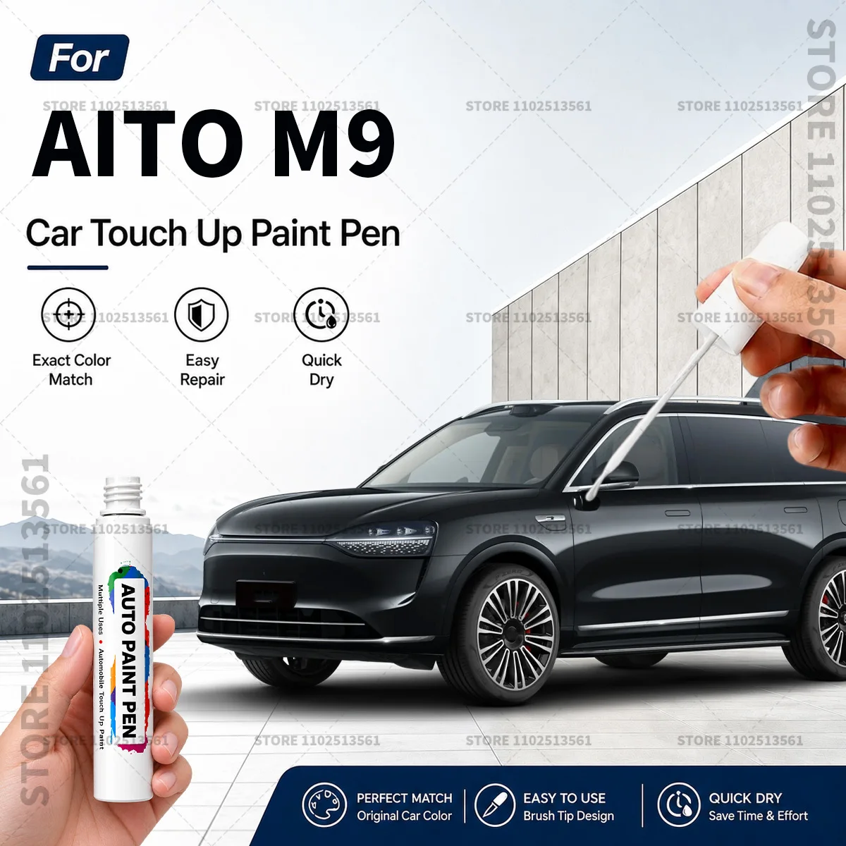 For AITO M9 White Black Car Paint Touch Up Pen Scratch Repair Remover Auto Body Repair Marker Waterproof Car Paint Repair Tool