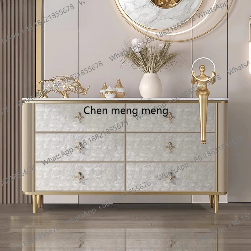 

Italian Luxury Shelves Kitchen Sideboard Marble Storage Locker Living Room 5-tier Chest Of Drawers Multipurpose Home Furniture