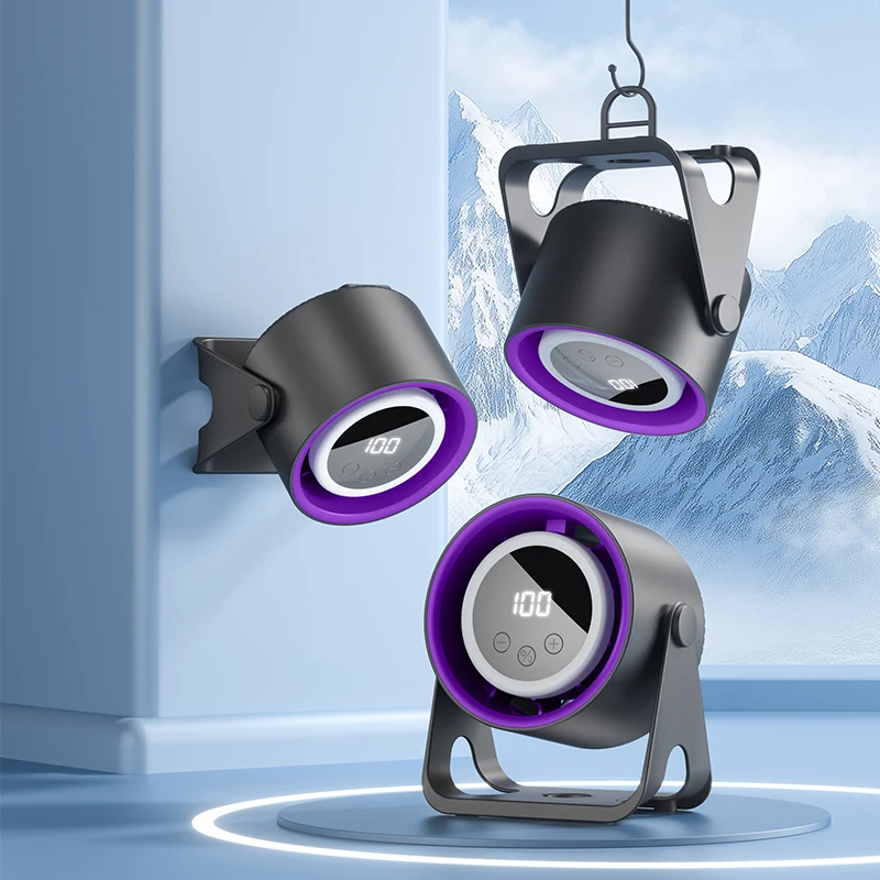 USB-Tischventilator mit 100 Geschwindigkeitsstufen, digitaler Anzeige und Batterieanzeige, leiser Tischventilator mit multidirektionaler Rotation und Nachtlicht