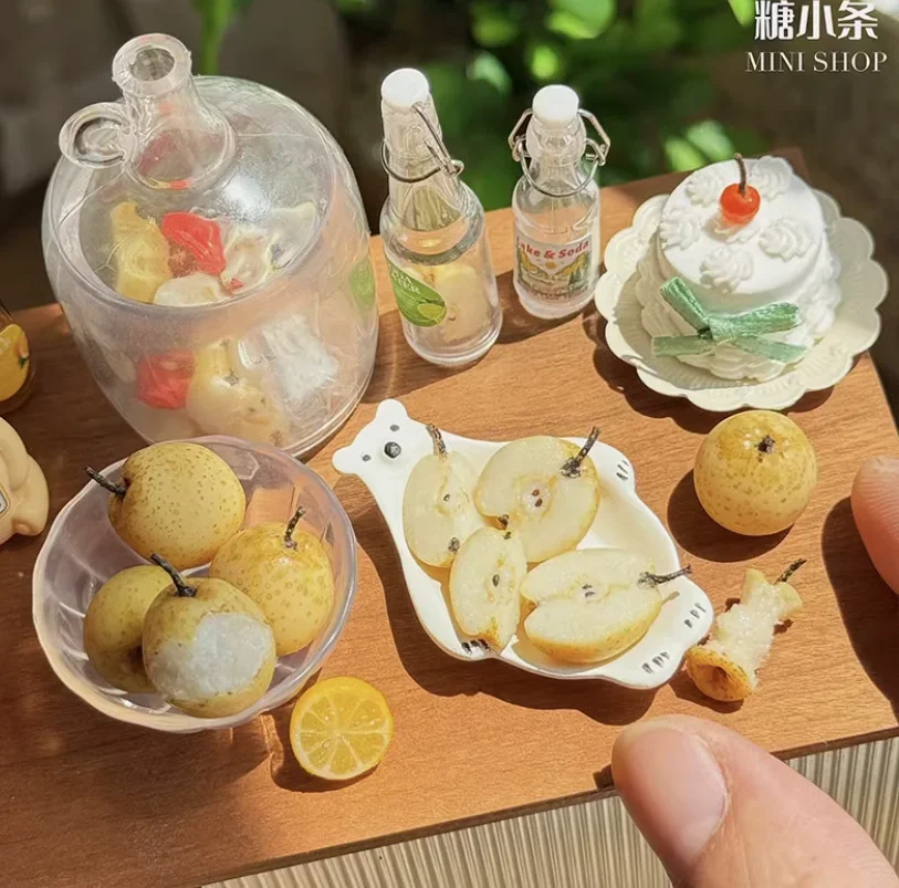 Casa delle bambole Gioco alimentare Simulazione Argilla in miniatura Frutta Cucina Scena Stampi Mini Anguria Pompelmo Cacchino Decorazione limone