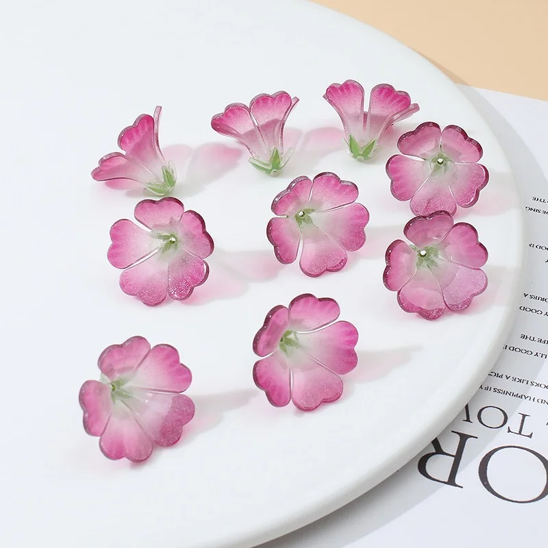 Wholesale 50pcs/lot color print cartoon flowers shape acrylic beads diy jewelry garment hair accessory