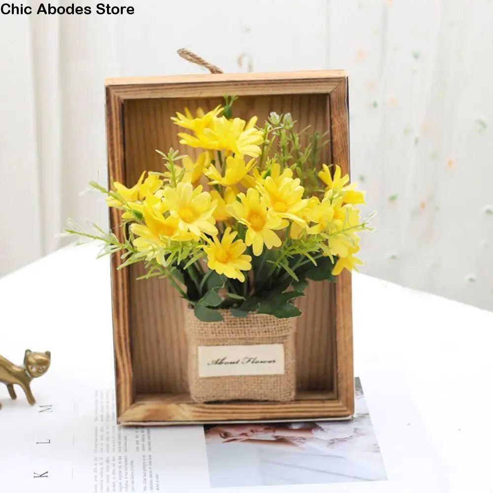 

3D Artificial Flowers Wall Decorations Wall Hanging Wood Frame Hanging Flowers Photo Frame Handmade Crafts Hydrangea